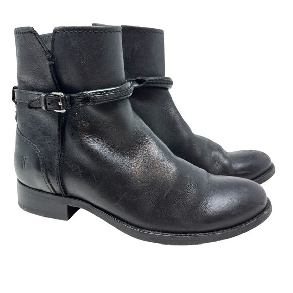 Frye Melissa Seam Short Boots Leather Black Size US 6 - Picture 2 of 15
